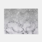 Glamouröser Silberner Glitzer Weißer Marmor Fußmatte (Vorderseite)