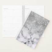 Glamouröser Silberner Glitzer Weißer Marmor Planer (Anzeige)