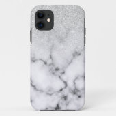 Glamouröser Silberweißer Glitzer Marmor Gradient Case-Mate iPhone Hülle (Rückseite)