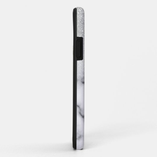 Glamouröser Silberweißer Glitzer Marmor Gradient Case-Mate iPhone Hülle (Hinten/Rechts)