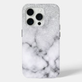 Glamouröser Silberweißer Glitzer Marmor Gradient Case-Mate iPhone Hülle (Rückseite)