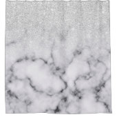 Glamouröser Silberweißer Glitzer Marmor Gradient Duschvorhang (Vorderseite)