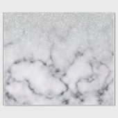 Glamouröser Silberweißer Glitzer Marmor Gradient Geschenkpapier (Flach)