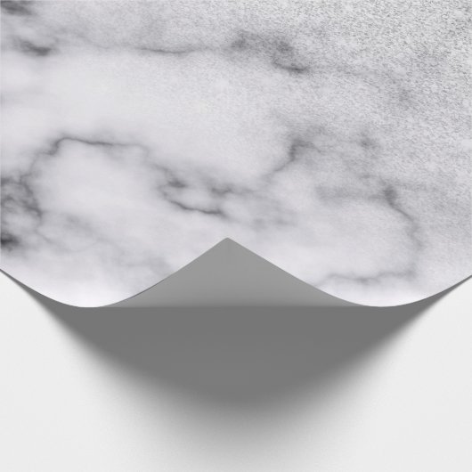 Glamouröser Silberweißer Glitzer Marmor Gradient Geschenkpapier (Ecke)