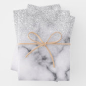 Glamouröser Silberweißer Glitzer Marmor Gradient Geschenkpapier Set (Beispiel)