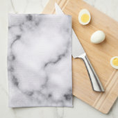 Glamouröser Silberweißer Glitzer Marmor Gradient Geschirrtuch (Viertel Falte)