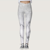 Glamouröser Silberweißer Glitzer Marmor Gradient Leggings (Vorderseite)