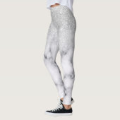 Glamouröser Silberweißer Glitzer Marmor Gradient Leggings (Links)