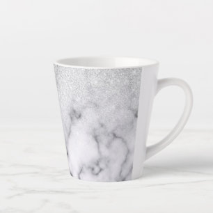 Glamouröser Silberweißer Glitzer Marmor Gradient Milchtasse