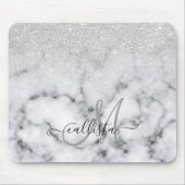 Glamouröser Silberweißer Glitzer Marmor Gradient Mousepad (Vorne)