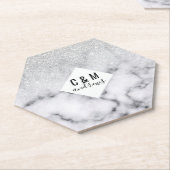 Glamouröser Silberweißer Glitzer Marmor Gradient Untersetzer (angewinkelt)