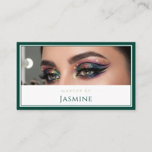 Glamouröser Smaragdgrün-Glitter-Augen-Makeup-Artis Visitenkarte