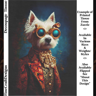 Glamouröser Steampunk Westie Hund EZ6R Decoupage Seidenpapier