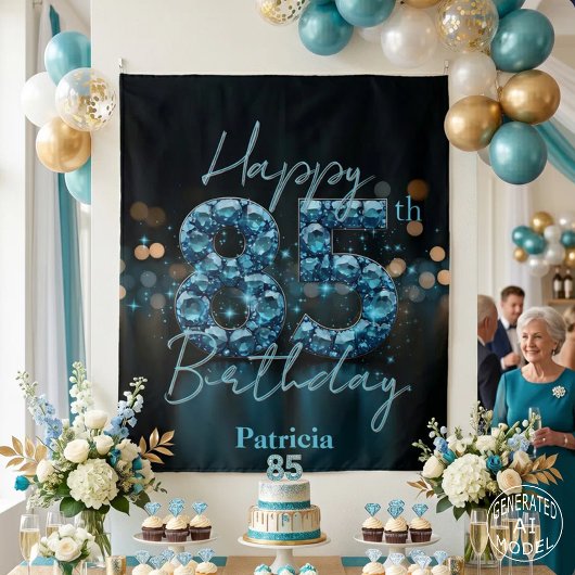 Glamouröser Tealblauer Diamant 85. Geburtstag Wandteppich