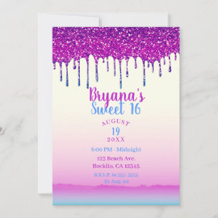 Glamouröser trendiger rosa blauer Glitter-Tropf fü Einladung