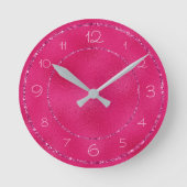 Glamouröser und Girl-Pink-Glitzer auf dem Shiny Fo Runde Wanduhr (Vorderseite)