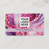 Glamouröser violetter Achat & QR-Code-Logo Visitenkarte (Vorderseite)