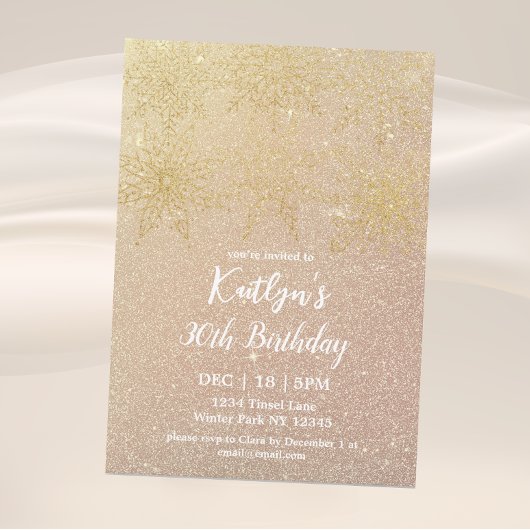 Glamouröser Winter Glitzer 30. Geburtstag Einladung