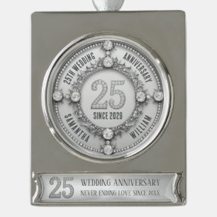 Glamouröses 25. Hochzeitstag Banner-Ornament Silber