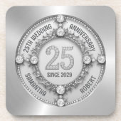 Glamouröses 25. Hochzeitstag Getränkeuntersetzer (Vorderseite)