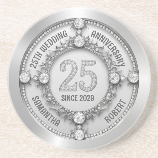 Glamouröses 25. Hochzeitstag Getränkeuntersetzer (Vorne)