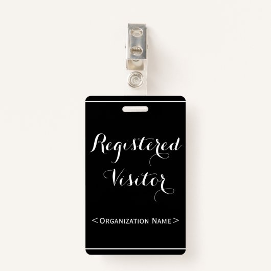 Glamouröses Abzeichen "Registrierter Besucher" Ausweis (Vorderseite mit Klammer)