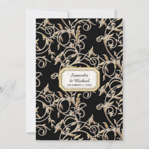Glamouröses Altes Hollywood Regency Schwarz-Weiß Einladung