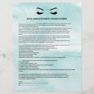 Glamouröses Aqua-Wimpernverlängerungs-Einwilligung Flyer