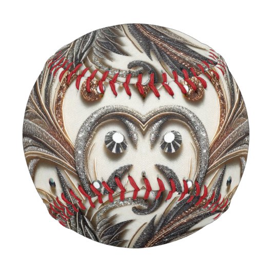 Glamouröses Barockdesign mit Glitzer und Edelstein Baseball (Vorderseite)