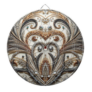 Glamouröses Barockdesign mit Glitzer und Edelstein Dartscheibe