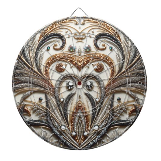 Glamouröses Barockdesign mit Glitzer und Edelstein Dartscheibe (vorne)