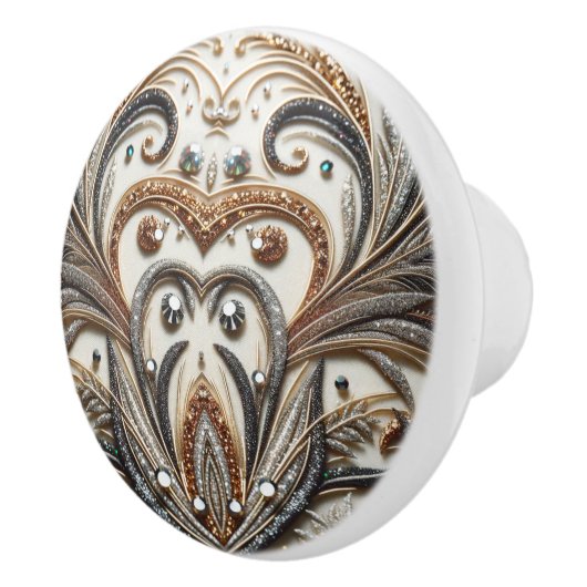 Glamouröses Barockdesign mit Glitzer und Edelstein Keramikknauf (Rechts)