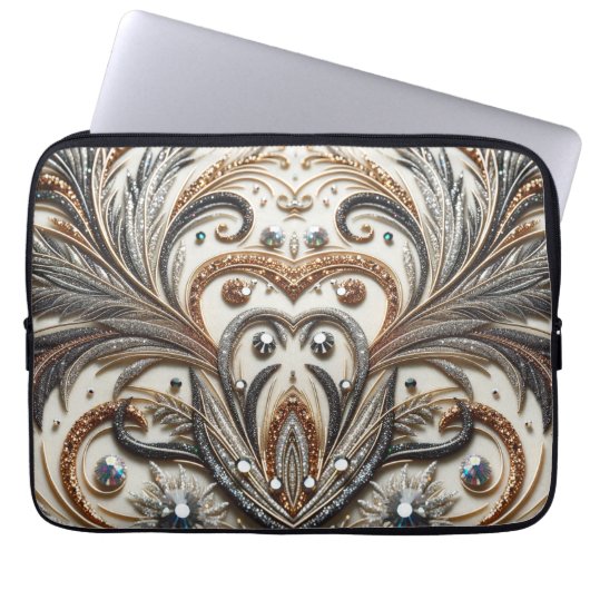 Glamouröses Barockdesign mit Glitzer und Edelstein Laptopschutzhülle (Vorderseite)
