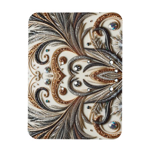 Glamouröses Barockdesign mit Glitzer und Edelstein Magnet (Vertikal)