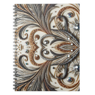 Glamouröses Barockdesign mit Glitzer und Edelstein Notizblock