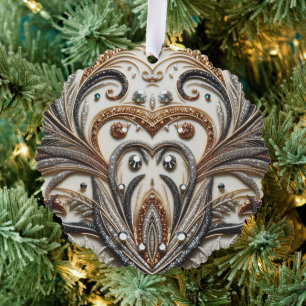 Glamouröses Barockdesign mit Glitzer und Edelstein Ornament Karte