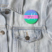 Glamouröses Blau Grün Glitter Funkeln Gradient Mon Button (Beispiel)
