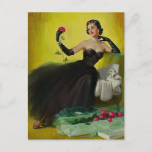 Glamouröses Button mit Rose Postkarte