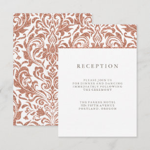 Glamouröses falsches Roségold-Glitter-Damask-Empfa Einladung