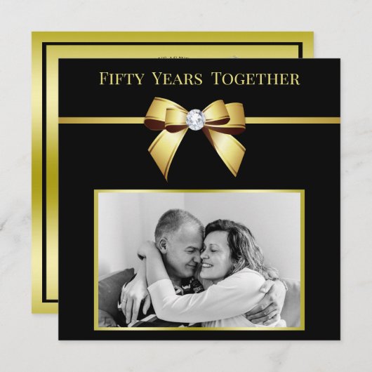 Glamouröses Foto zum 50. Hochzeitstag Einladung (Vorne/Hinten)