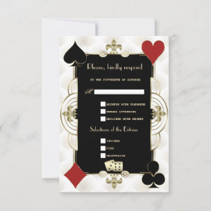 Glamouröses Gold Casino Vegas Poker Hochzeit RSVP Karte