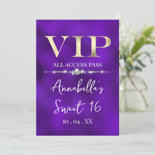 Glamouröses Gold VIP auf Lila Einladung