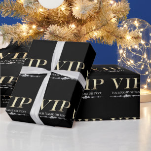 Glamouröses Gold VIP auf Schwarz Geschenkpapier