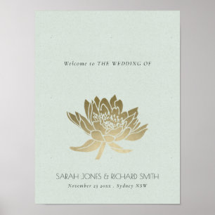 GLAMOURÖSES HELLBLAUES SILBERLOTUS BLUMEN HOCHZEIT POSTER