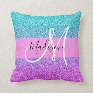 Glamouröses Lila-Aqua-Glitter-Sparkling-Gradient-M Kissen