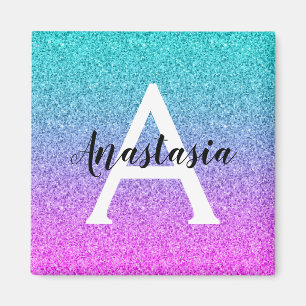 Glamouröses Lila-Aqua-Glitter-Sparkling-Gradient-M Magnet