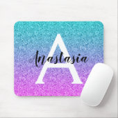Glamouröses Lila-Aqua-Glitter-Sparkling-Gradient-M Mousepad (Mit Mouse)