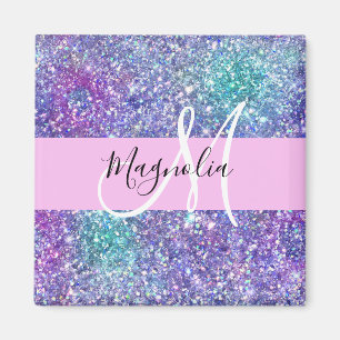 Glamouröses lila, blaues und grünes Glitter-Sparkl Magnet