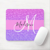 Glamouröses Lila Rosa Glitter Funkeln Gradient Mon Mousepad (Mit Mouse)