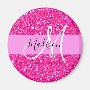 Glamouröses, Mädchenhaftes, Heißrosa Glitter Funke Magnet